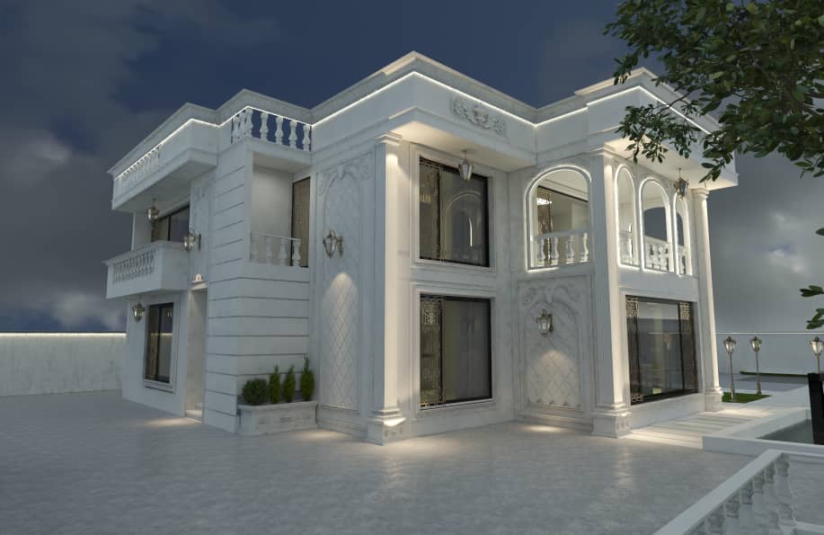 طراحی و اجرای نما رومی سیمانی و کلاسیک گروسی در خدابنده